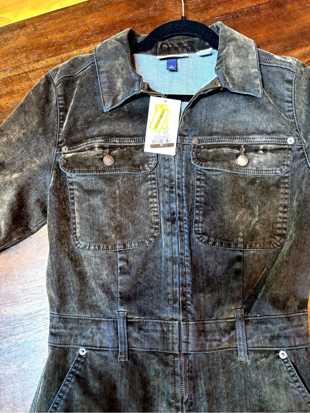 Universal Thread Washed Black Shirt-Jacket with Chest Pockets